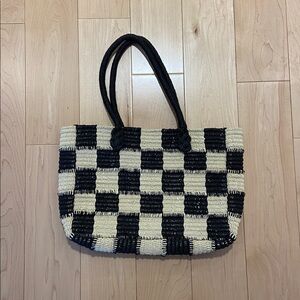J Crew Marseille Tote in Gingham Straw